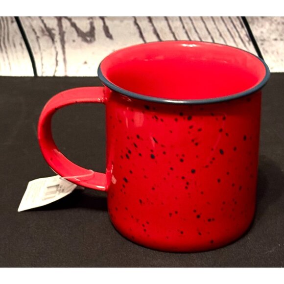 Red Speckled Enamel Camping Mug - The World Is Yours To Explore - 12 Oz Dishwash - Picture 2 of 8